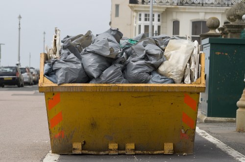 Construction site with builders waste in North West London